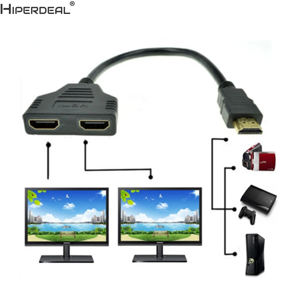 PC Твердый чехол для переноски 1080P HDMI Порты и разъёмы Мужской до 2 Женский 1 в на