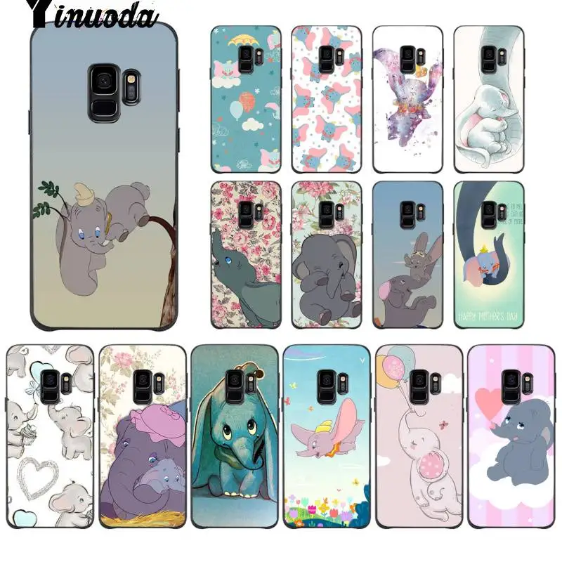 

Yinuoda New Super Cute Dumbo little elephant Black TPU Soft Phone Cover for Samsung Galaxy S7 S6 edge plus S10 S9 S8 plus case