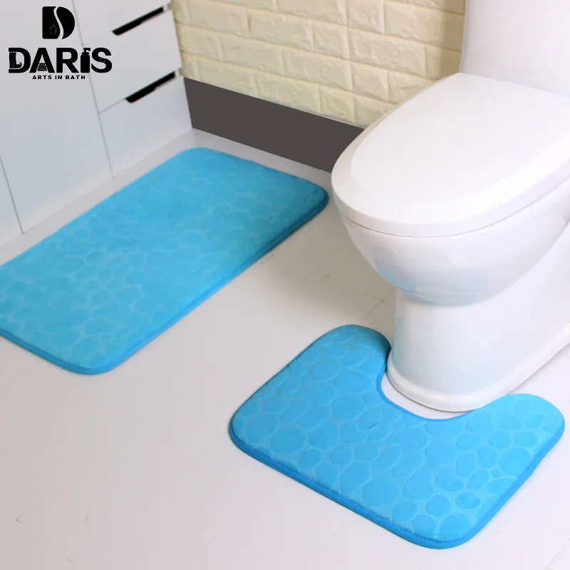 SDARISB 2pcs/set PVC Mesh Thicken Coral Fleece Floor Bath Mats Set Non