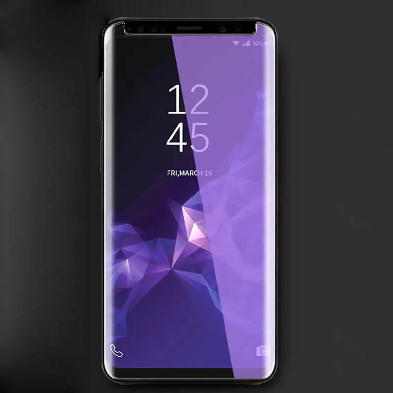 2pcs Anti blue light Nano Liquid Full Glue Tempered Glass For Samsung Galaxy S8 S9 plus Screen Protector For Note 9 With UV Ligh (5)