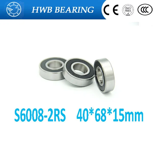 

Free Shipping 2 PCS S6008-2RS Bearings 40x68x15 mm Rubber Seal Stainless Steel Ball Bearings