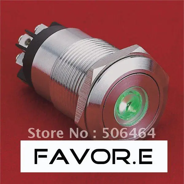 

Stainless steel 19mm IP65 dot illuminated metal LED signal lamp screw terminal