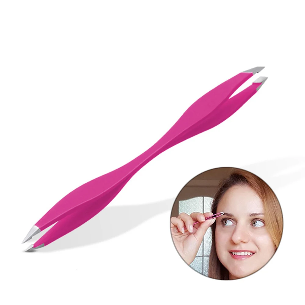 

1 Pc Double Ends Eyebrow Tools Tweezers Rose black purple Makeup Tools Anti-Static Eyelash Extension Pincet