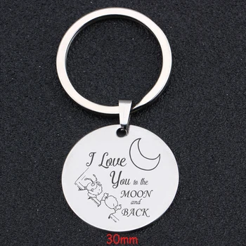 

Lover Couple Gift Engraved I Love You To The Moon And Back Fashion Keychain Charm Lover Jewelry Hot Sale Round Key Fobs