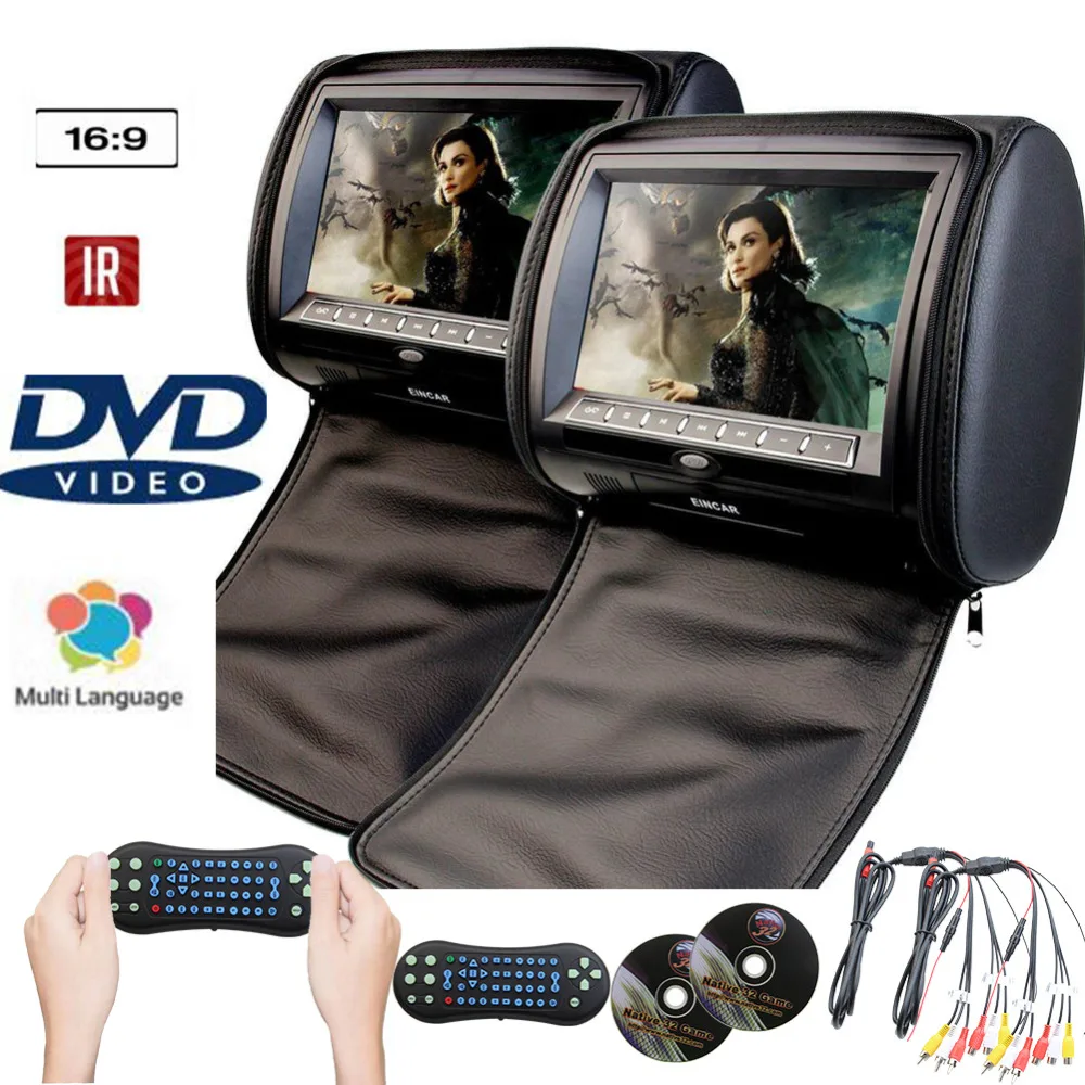 Цифровой дисплей экран подголовник dvd-плеер монитор двойной автомобильный DVD