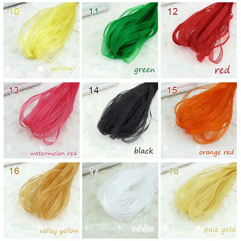 Organza Ribbon 40 meters/lot 1/4''(6mm) Christmas Ribbon Gift Wrapping DIY Jewelry Decorative