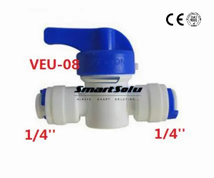 100 шт. VEU 1/4 ''быстрое соединение шаровой клапан очиститель воды мини Юнион полипропиленовый шаровой кран RO шаровой клапан