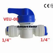 100 шт. VEU 1/4 ''быстрое соединение шаровой клапан очиститель воды мини Юнион полипропиленовый шаровой кран RO шаровой клапан