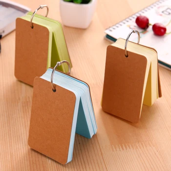 

50 Unruled Blank Pages Notepad Word Cards, Binder Ring Easy Flip FlashCards alphabet cards for study
