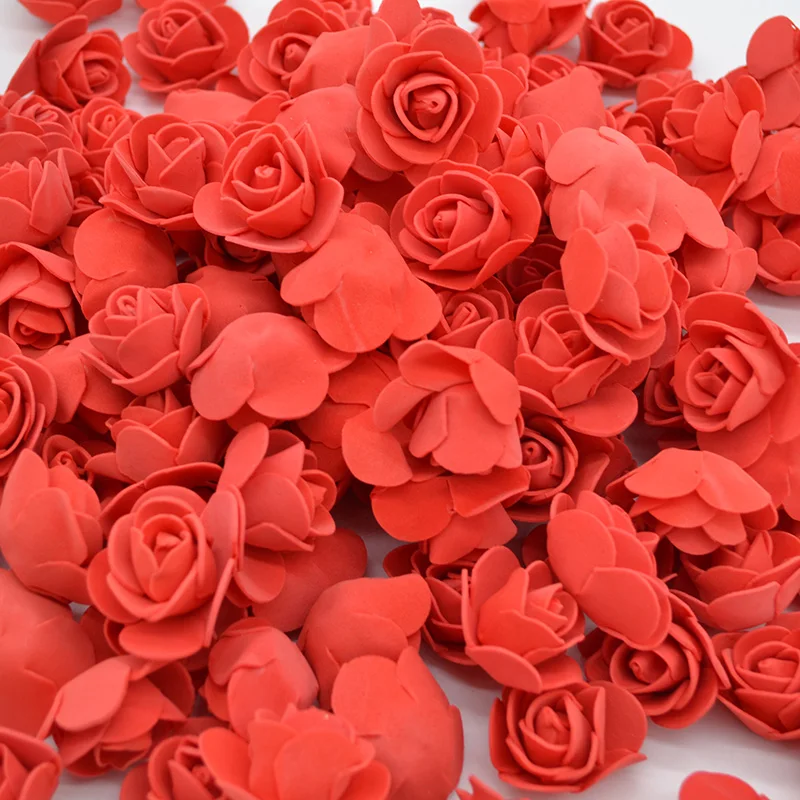 50 шт. 3 см роза цветы Искусственные пенополиэтилен головка цветка DIY Главная Свадебные украшения Скрапбукинг Craft поддельные цветок помпоном Роза