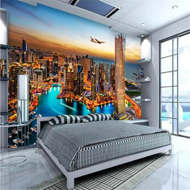 beibehang custom 3d wallpaper dubai night view tv background living