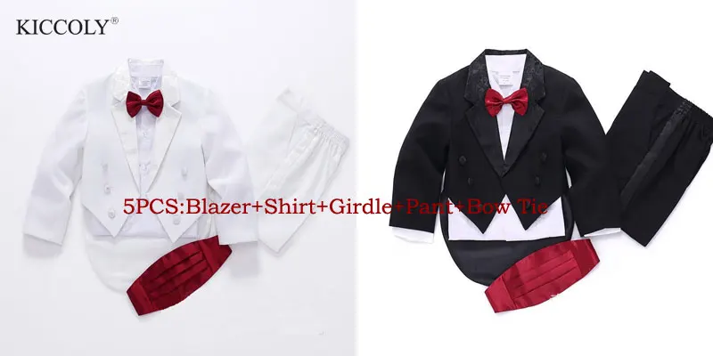 2017 new fashion high quality 5 pcs coat shirt pants bow tie girdle formal boys wedding