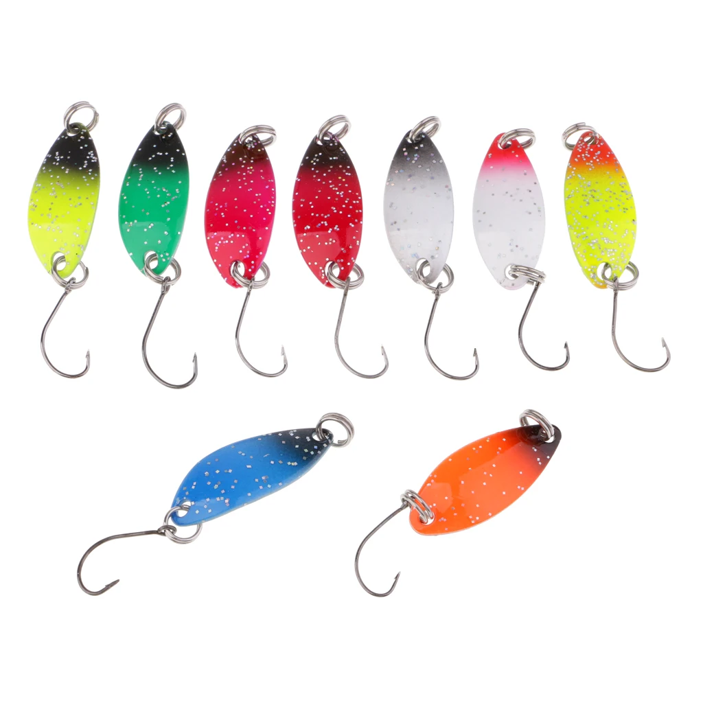 9Pcs Trout Spoon Lure Metal Baits Jigging Single Hook Fishing Spoon Lure Kit Fishing Accessories