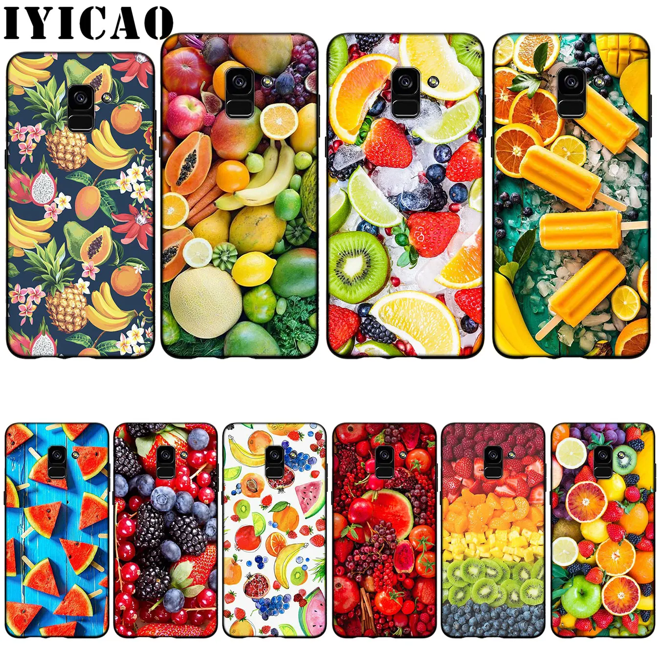 IYICAO Fresh summer fruit Silicone Soft Case for Samsung Galaxy A6 Plus A9 A8 A7 2018 A3 A5 2016 2017 Note 9 8 |