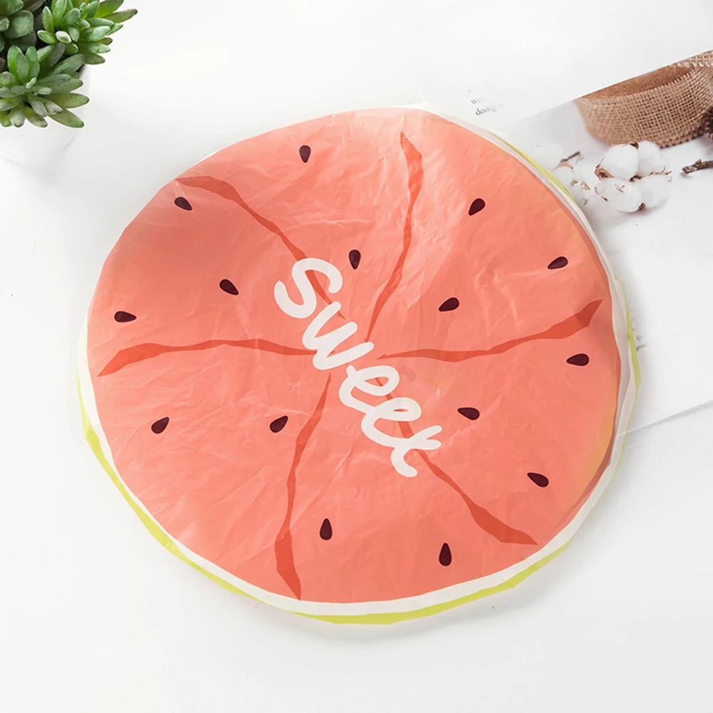 Watermelon EVA водонепроницаемая шапочка для душа в ванной комнате Милая мультяшная Защитная крышка с фруктовым рисунком для волос для ванной эластичная лента шапочка для душа - Цвет: Watermelon