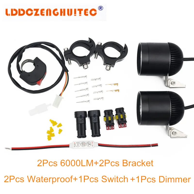 

LDDCZENGHUITEC 30W 6000LM Motorcycles Led Headlight HeadLamps Scooters Fog Spotlight Motorbike Working Spot Head Light 12V 24V