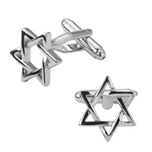 Men’s shirts Cufflinks high-quality copper material Six silver stars Cufflinks 2 pairs of packaging for sale