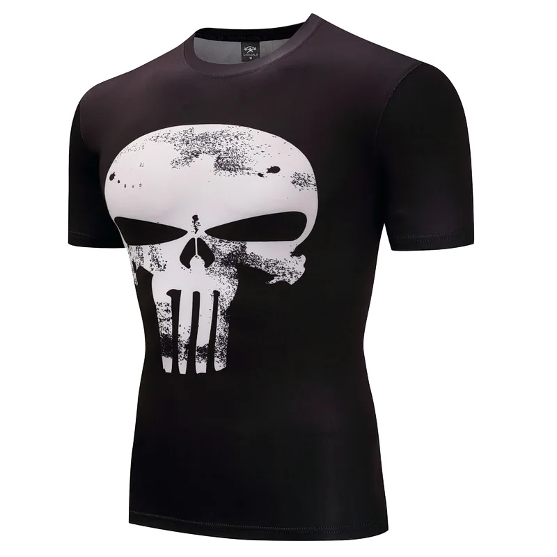 Каратель 3D футболки мужские компрессионные рубашки короткий рукав косплей костюм Одежда для фитнеса топы панк череп 3D футболка