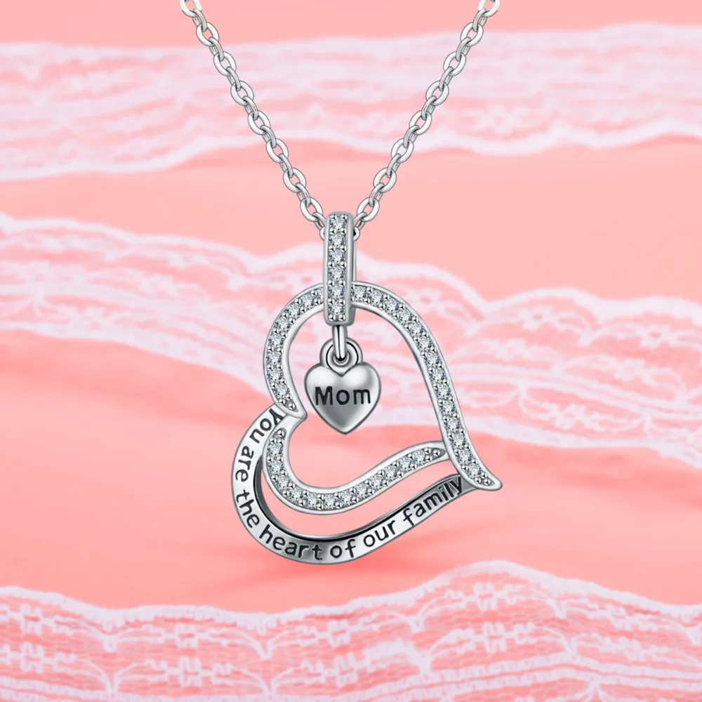 Eudora 925 пробы Серебряное сердце для мамы, ожерелье с подвеской, эксклюзивные подвески для мамы, ювелирные изделия для мамы, подарки на день рождения CYD119