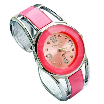 

YCYS-XINHUA Fashion Womens Ladies Round Quartz Analog Dress Bracelet Wrist Watch Gift (Color: Pink)