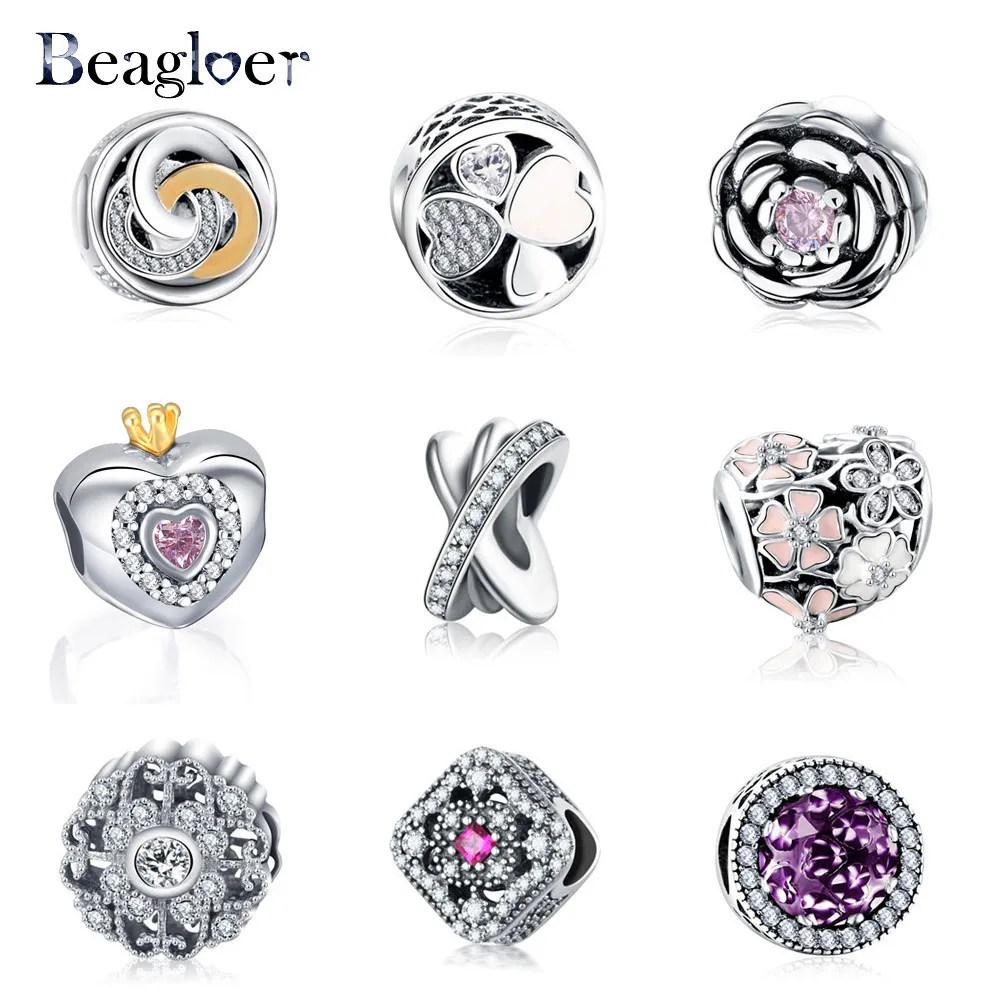 

Beagloer Cute Heart 925 Silver Diy Beads Charm Fit Original Pandora Bracelet Trinket Jewelry for Women Making Gifts Accessories
