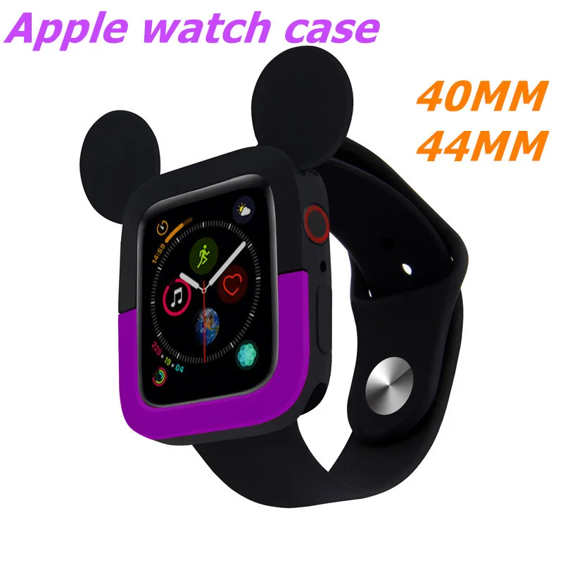 

Cute two-color Cartoon Mickey Soft Silicone Watch Case For Apple Watch 44/40mm Protective Case Watch Case For Iwatch Series 4