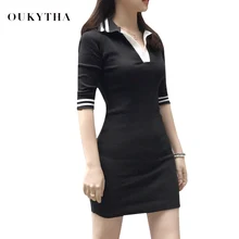 Oukytha новое облегающее одноцветное Платье женское облегающее сексуальное летнее платье с отложным воротником в консервативном стиле GQZ17038