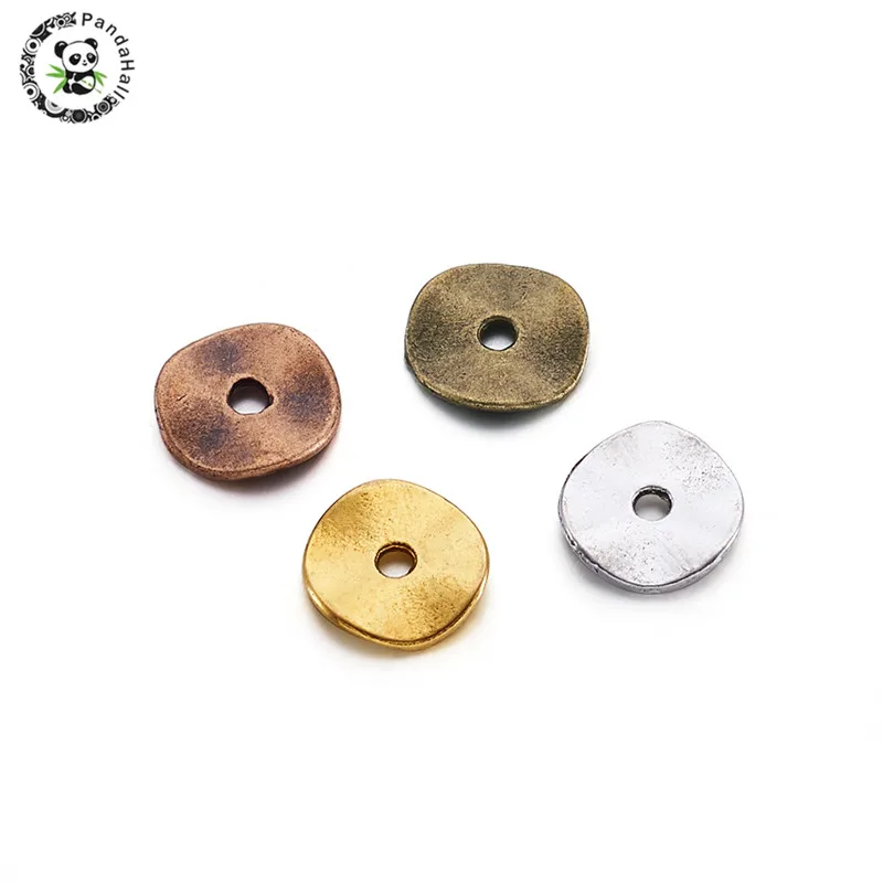 10 мм металлический диск из сплава Плоские наборные бусины для изготовления ювелирных изделий браслет ожерелье смешанный цвет отверстие: 2 мм около 420 шт/200 г