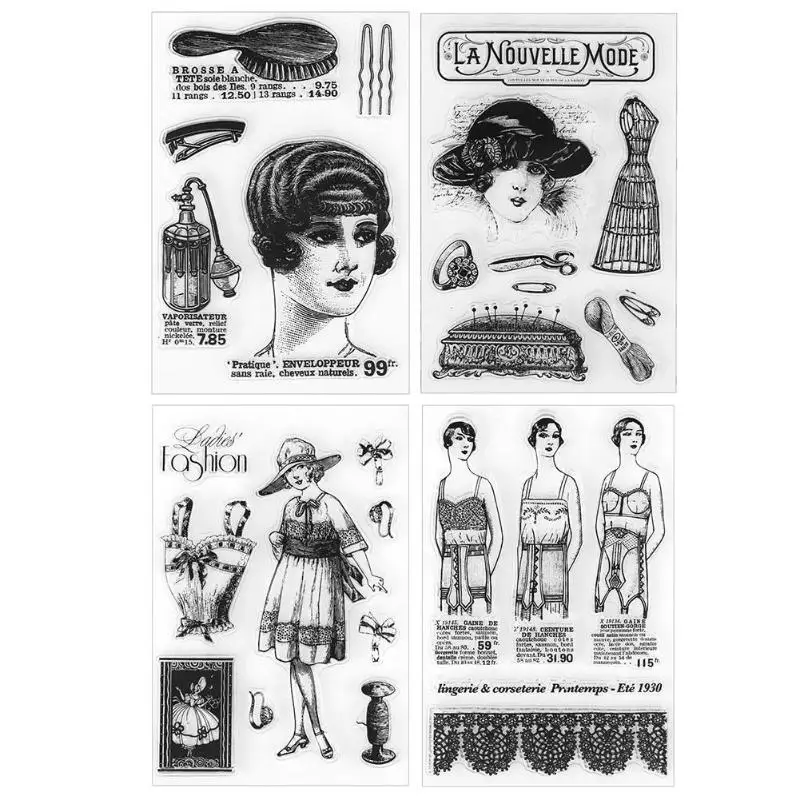 

Retro Style Lady Silicone Transparent Seal Stamps for DIY Scrapbooking Card Making Photo Album Decoration Craft Supplies