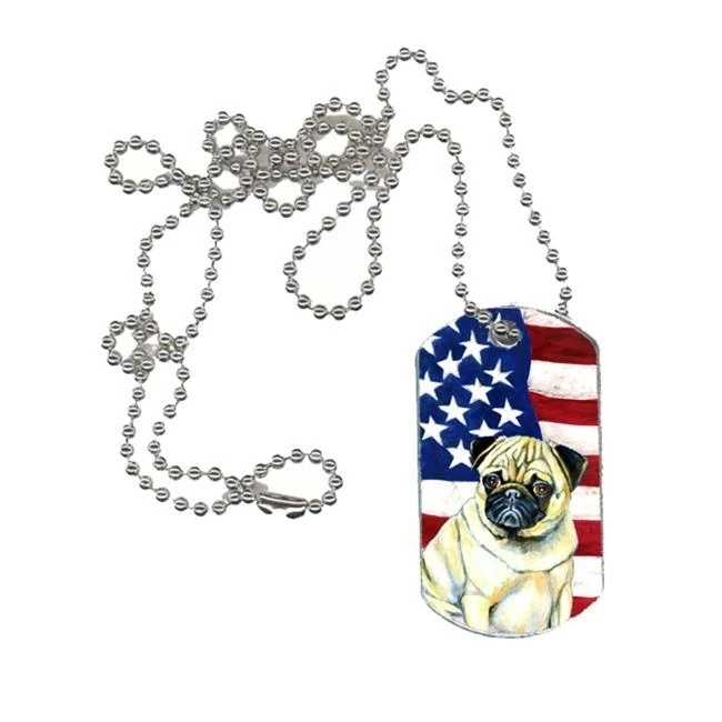 Carolines Treasures LH9002DT USA American Flag with Pug Dog Tag