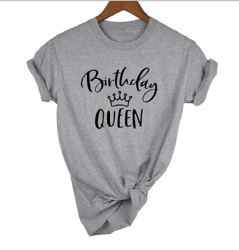 PADDY DESIGN Birthday Queen Crown T-shirt Party Women Tshirt For Lady Summer Short Sleeve Female Femme Top Tee Plus Size Fashion2