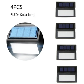 

4pcs 6 LED Solar Lamp Waterproof Solar Wall Light Motion Sensor Porch Path Street Fence Garden Stairs Corridor Emergency Sconces