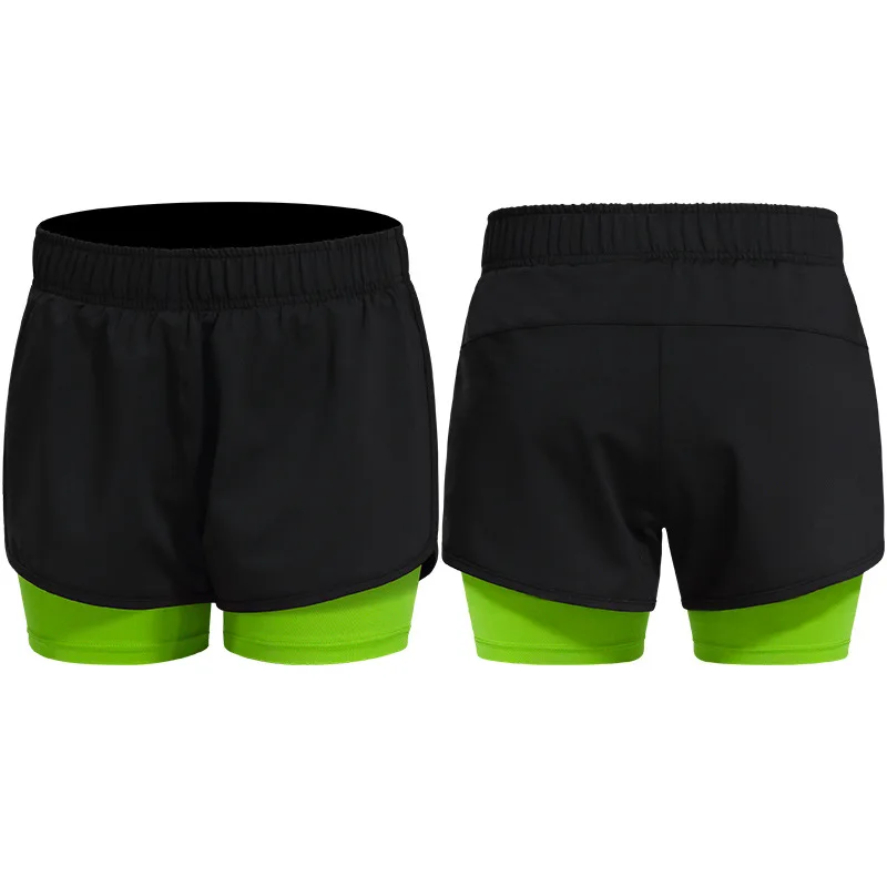Женские шорты для бега, компрессионные шорты, женские спортивные шорты, шорты для спортзала, шорты для бодибилдинга, спортивная одежда - Цвет: Black-Green