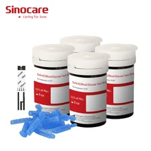 (100 pces para safe-aq) tiras de teste de glicose no sangue de sinocare e lancetas para o verificador da diabetes da detecção do açúcar no sangue