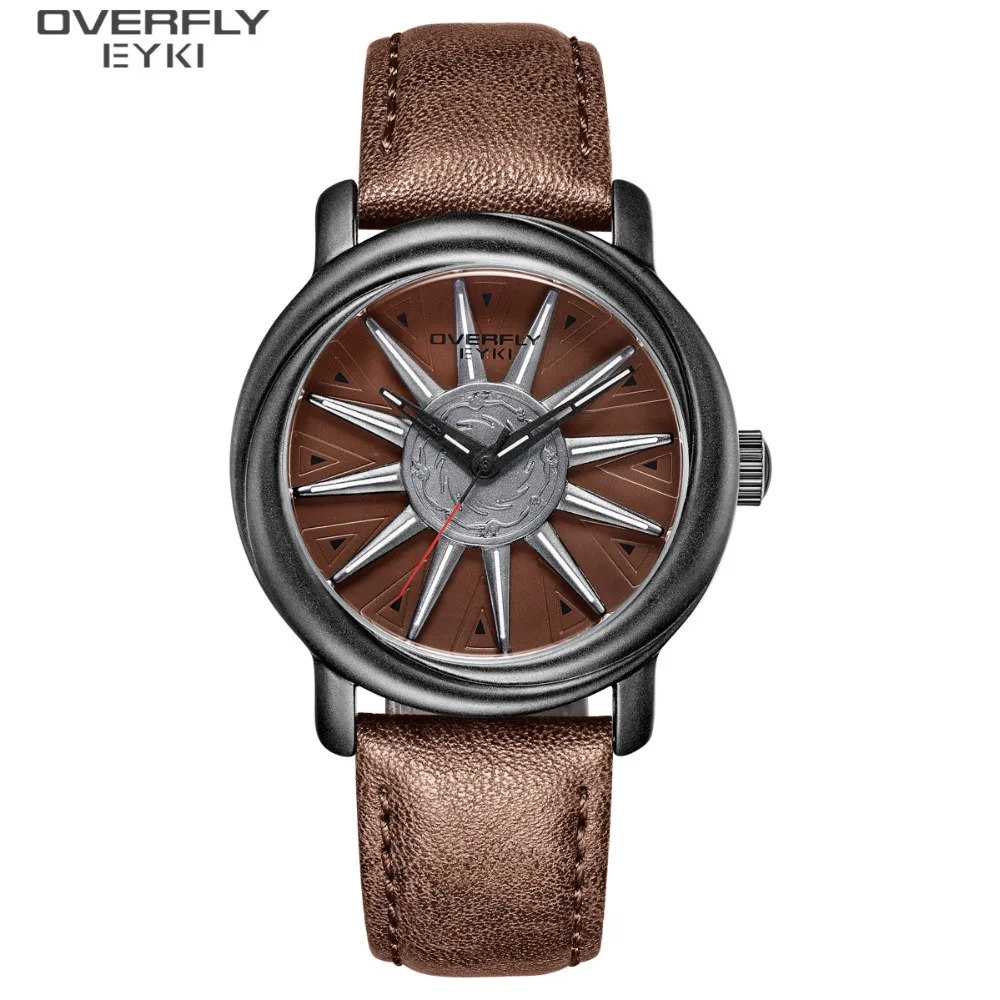 EYKI Brand Men Rotation Watches Man Watches Military Waterproof Men's Watch Male Trend Leather PU Trend Creative Wristwatch 