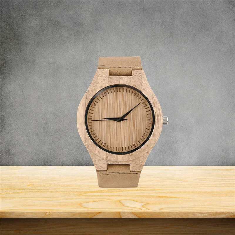 

Men's Watches Round Vintage Bamboo Wood Case Men Watch Casual Leather Mens Quartz Wristwatch Luxury Male Sport Clock Gifts 30