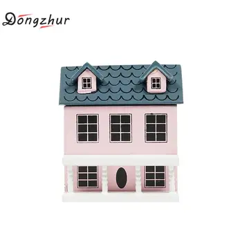 

Dongzhur Little House Model Mini 1:12 Dollhouse Accessories For Doll Play Dollhouse Green Light Pink Top Lovely Villa Dropship