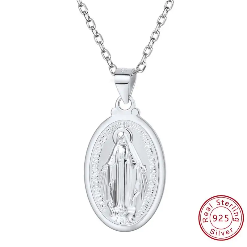 

2019 Newest 925 Sterling Silver Cross Jesu Necklaces Pure 925 Silver Christian Pendant Necklaces For Women Men God Necklaces