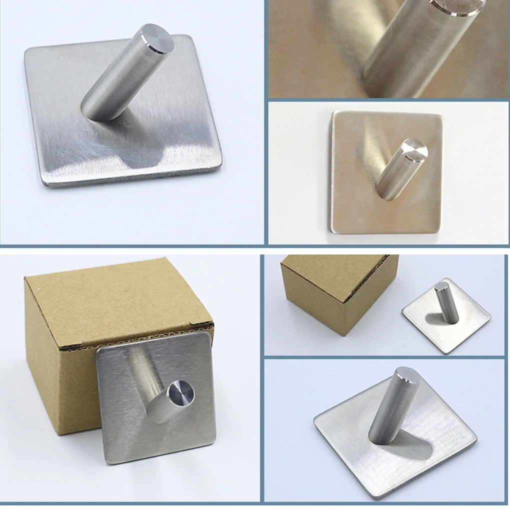 

Waterproof Adhesive Wall Hooks Hangers Stainless Steel Towel Hooks Stick On Home Bathroom Kitchen
