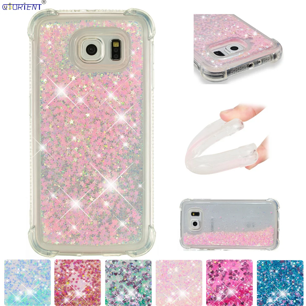 Для Samsung Galaxy S6 S 6 Bling Glitter Quicksand Liquid Fitted Case SM-G920FD SM-G920F Симпатичные бампер из мягкого