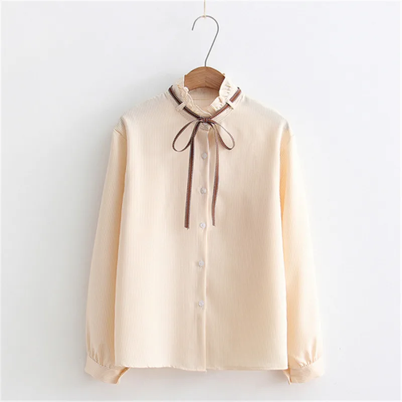 2018 New Female Chiffon Blouse Shirt Lady Solid Bow Shirt Loose Stand collar Women Long-Sleeved Shirts Dropshiping 2018 New Female Chiffon Blouse Shirt Lady Solid Bow Shirt Loose Stand collar Women Long-Sleeved Shirts Dropshiping