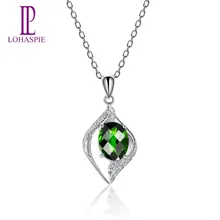Lohaspie камень ювелирные изделия Твердые 14 к белое золото 1.98ct Настоящее хромдиопсид драгоценный камень кулон для женщин тонкая мода алмаз-ювелирные изделия