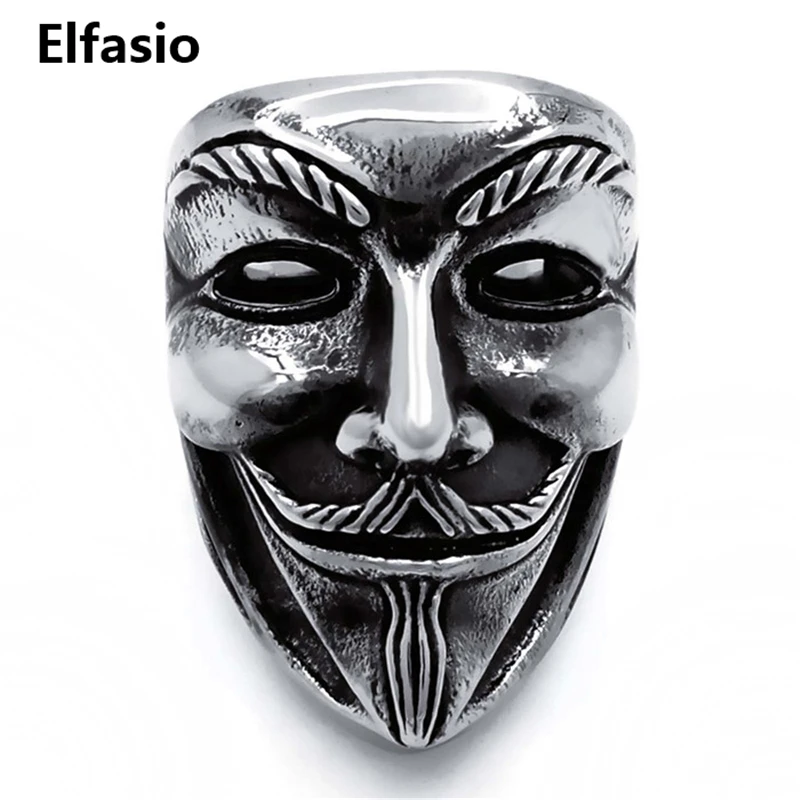 Для Мужчин's Кольца из нержавейки группы ANONYMOUS V значит вендетта маска Байкер