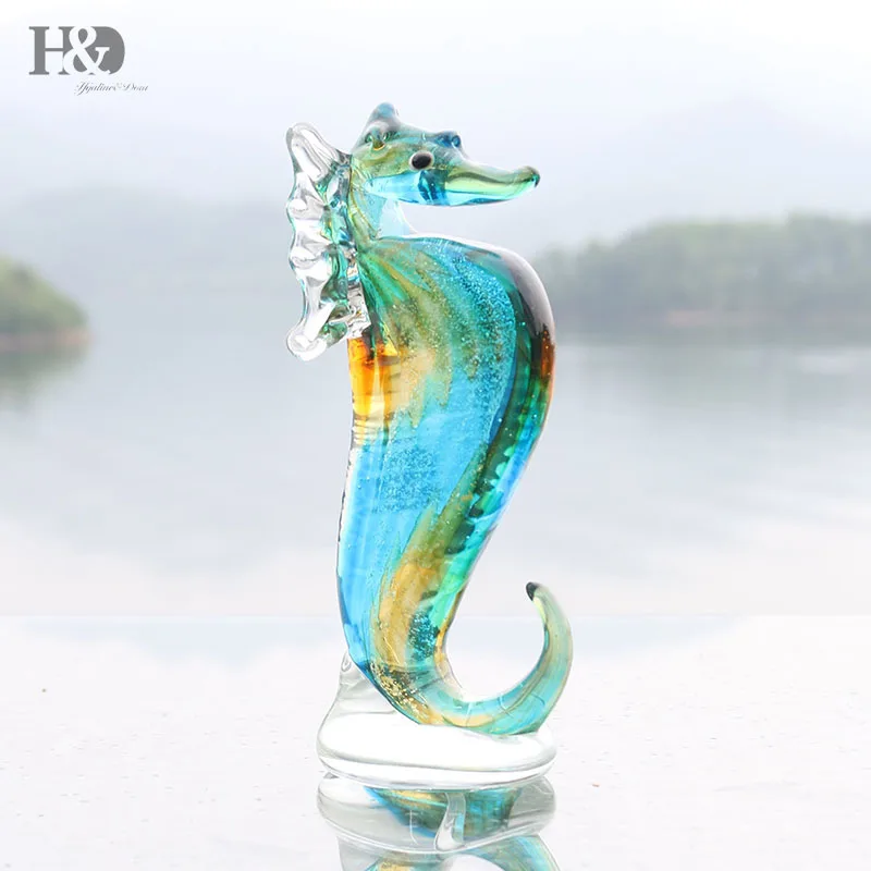 H& D статуэтки миниатюры маленький морской конек морская скульптура Дикая жизнь статуэтка ручной работы выдувное стекло искусство домашний декор подарки