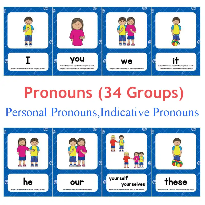 Pronouns He She Flash Cards