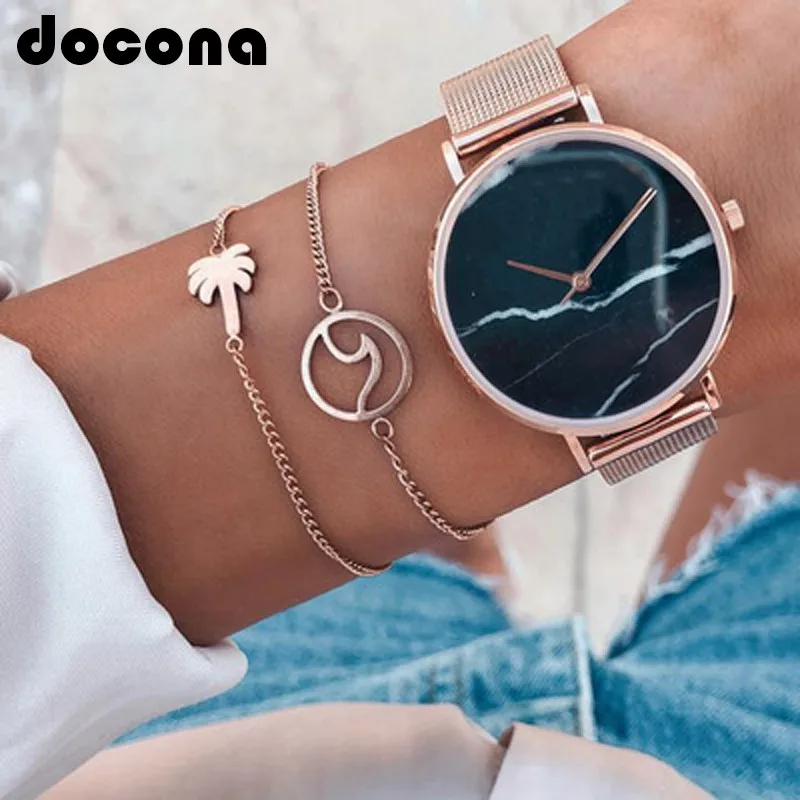 

docona 2pcs/1set Gold Color Coconut Tree Wave Bracelet Bohemian Metal Surfer Wave Bracelet Anklet Statement Jewelry 6528