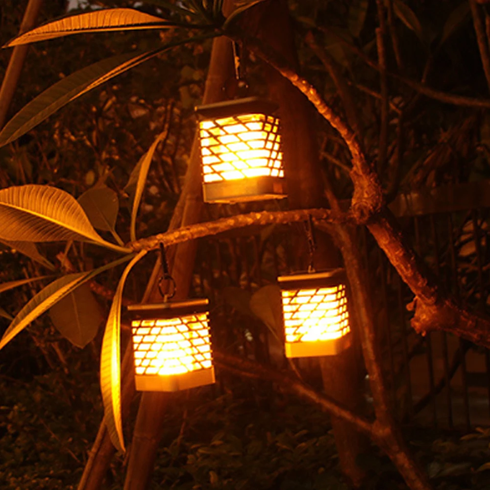 LED Solar Lamp Flickering Smokeless Flameless Candle Waterproof Flame Lamp Flickering Garden Light Hanging Solar Lantern