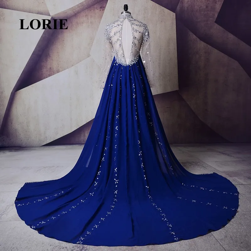 LORIE вечернее платье для беременных с высокой горловиной Королевский синий шифон