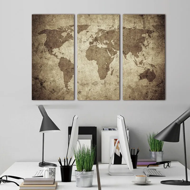 Настенная живопись на холсте винтажная Дорожная карта мира современные картины