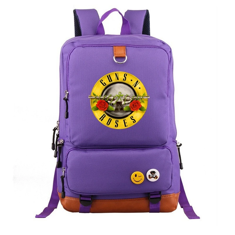 Fashion Men guns n roses Backpack Rucksack Rock Band Mochila Guns N Roses Hip Hop Teenagers School Laptop Bags With High Quality